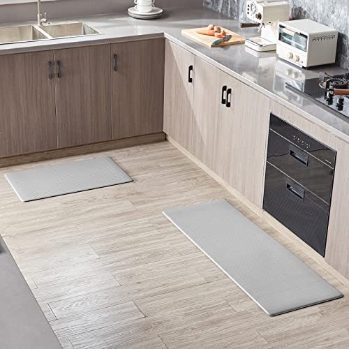 51Ji89lrDWL. AC  - Lifewit Kitchen Rugs Soft Cushioned Anti Fatigue Mats for Kitchen Floor Front of Sink Waterproof Non Slip Heavy Duty PVC Kitchen Floor Mat Runner Rug Set for Home Office Laundry Room , Set of 2, Grey