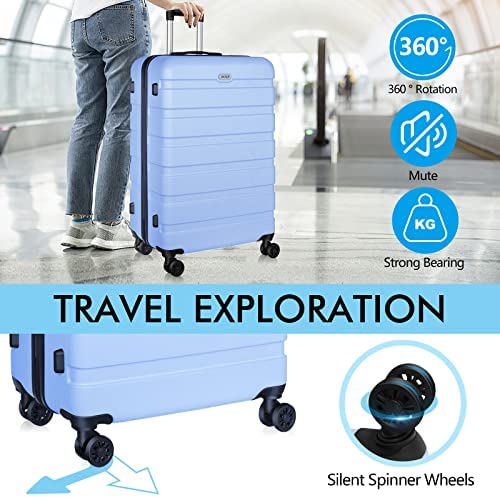 51KogHfJYkL. AC  - AnyZip Luggage Sets 3 Piece PC ABS Hardside Lightweight Suitcase with 4 Universal Wheels TSA Lock Carry On 20 24 28 Inch Light Blue