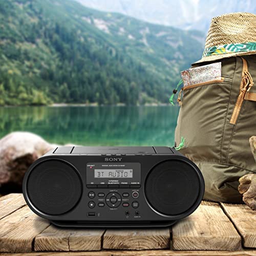 51L7yFGZGpL. AC  - Sony Bluetooth NFC CD Player MP3 Boombox Combo Portable MEGA BASS Stereo| for Home Radio Use or at The Beach or Woods | Digital Radio AM/FM Tuner USB Playback Auxiliary Cable Cleaning Cloth