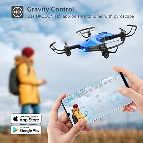 51NtA9E HeL. AC  - Drone with Camera, DROCON Spacekey 1080P Remote Control Drone for Kids Beginners, FPV Drone App Control, Gravity Control, One-key Return, 2 Batteries, 3 Speed Modes, Foldable Arms,Blue