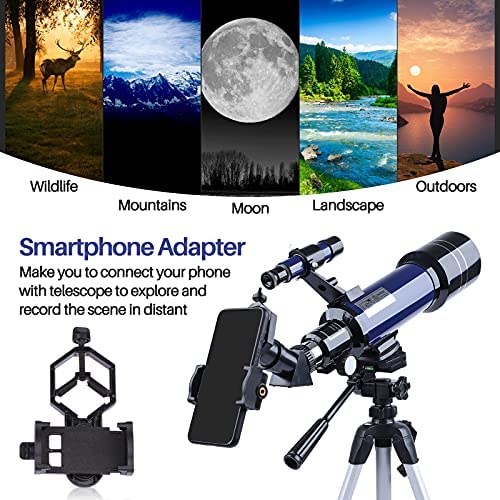 51R1WaDZ7LS. AC  - Telescope for Adults Astronomy, 70mm Aperture 400mm AZ Mount Refractor Telescope for Kids Beginners with Portable Backpack, Tripod and Smartphone Adapter
