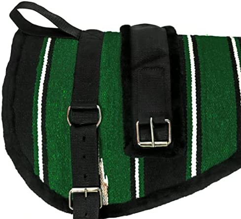 51TPWzkX9zL. AC  - W Enterprises Navajo Handle Bareback Horse Saddle Pad; Include Free Girth & Stirrups. Pad Size 30 Inches Length ; 33 Inches at The widest ; Girth Size 1 Inch Thick & 4 x 34 Inches Long (D Green 1)