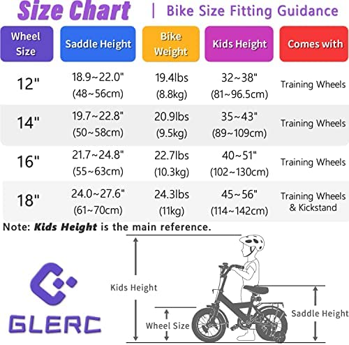 51WUWNsQxZL. AC  - Glerc Toddler and Kids Bike, 12-18-Inch Wheels with Training Wheels, Boys and Girls Ages 2-9 Years Old
