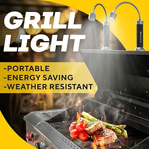 51djeGZwtqL. AC  - Flexible LED BBQ Grill Lights Set of 2 - The Perfect Grilling Accessories Light with 360-Degree Magnetic Base and Gooseneck - 100% Portable Weatherproof Outdoor Lamp w/ 6 Batteries Included