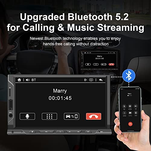 51hYw1lPE+L. AC  - Car Radio Bluetooth 5.2 Double Din Car Stereo with Apple CarPlay Android Auto 7 Inch HD Touchscreen Dual Din Car Radio with Backup Camera, AM/FM Car Radio Receiver, USB/SD Port, A/V Input, Mirror Link