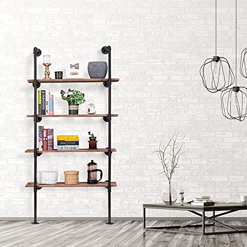 51vhCZ5vpsL. AC  - Pynsseu Industrial Iron Pipe Shelf Wall Mount, Farmhouse DIY Open Bookshelf, Pipe Shelves for Kitchen Bathroom, bookcases Living Room Storage, 2Pack of 5 Tier