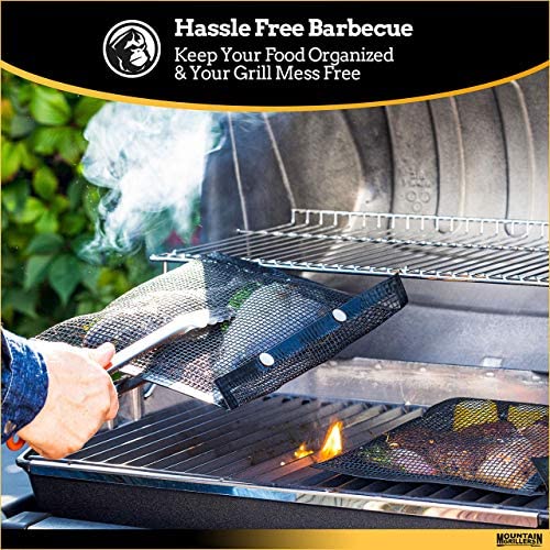 61oqkCs 3pL. AC  - BBQ Mesh Grill Bags - 12 x 9.5 Inch Reusable Grilling Pouches for Charcoal, Gas, Electric Grills & Smokers - Heat-Resistant, Non-Stick Barbecue Bag is a Must-Have for All Pitmasters - Set of 2