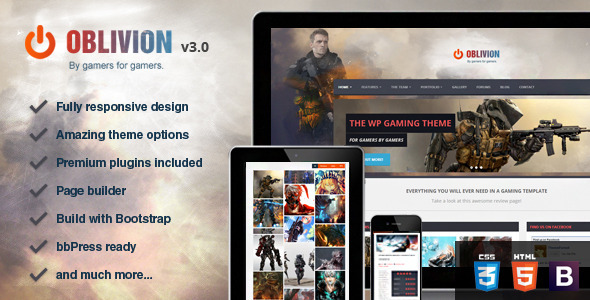 preview wp.  large preview - Oblivion - The Ultimate Multi-Purpose Gaming Theme