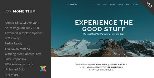 template preview.  large preview - Momentum - Simple Creative OnePage Joomla Template