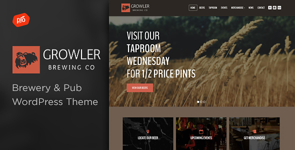 0 Preview Growler.  large preview - Growler - Brewery WordPress Theme