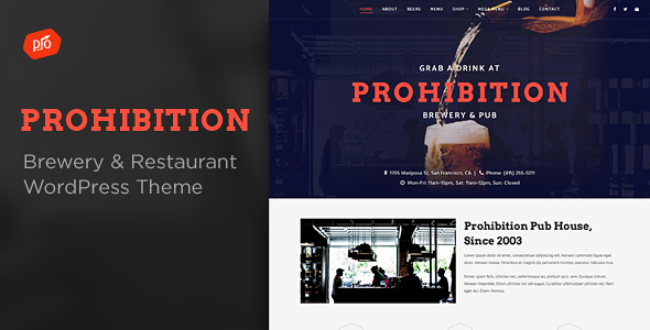 00 Preview Prohibition.  large preview - Growler - Brewery WordPress Theme
