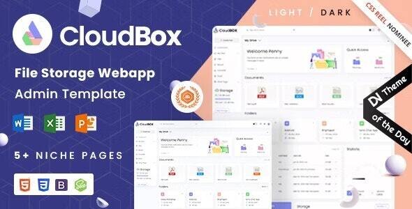 01 CloudBox small preview.  large preview - CloudBox | VueJS, HTML File Storage Admin Dashboard Template
