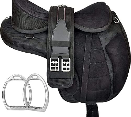 1675401579 51W jo1r4pL. AC  500x445 - Equitack Synthetic Freemax Treeless English Horse Saddle Tack & Leather Straps | Get 1 Matching Girth 10" in to 20" Inch Seat Size