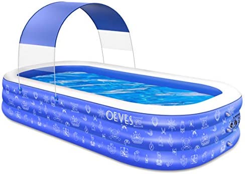 1675574661 4120pH4Gf3L. AC  - Inflatable Swimming Pool for Kids and Adults, 120" X 72" X 22" Full-Sized Family Kiddie Blow up Swim Pools with Canopy Backyard Summer Water Party Outdoor, Indoor, Garden, Lounge, Outside, Ages 3+