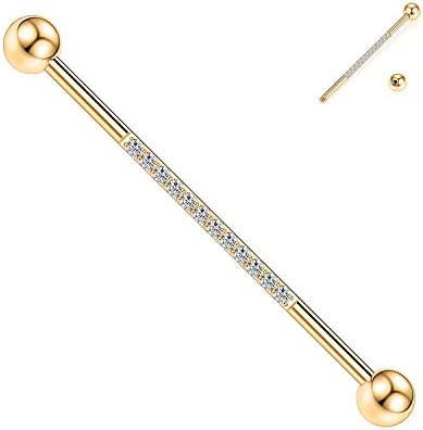 1675878433 31TPHteBHhL. AC  - GAGABODY Industrial Bar Industrial Piercing Jewelry 14G Industrial Barbell Surgical Steel for Women Men with CZ/Pyramid/Cross Surface Cartilage Earring Body Piercing Jewelry 1 1/2 Inch 38mm