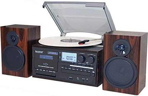 1676225205 41Obyqz8L7L. AC  - Boytone BT-28MB, Bluetooth Classic Style Record Player Turntable with AM/FM Radio, CD/Cassette Player, 2 Separate Stereo Speakers, Record from Vinyl, Radio, and Cassette to MP3, SD Slot, USB, AUX