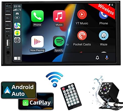 1677048441 51ByPAyVWAL. AC  - Double Din Car Stereo Wireless CarPlay Wireless Android Auto, 7inch Car Audio Receiver MP5 Player Car Radio Touchscreen with Bluetooth, Mirror Link, Backup Camera, FM, SWC, USB/AUX/TF/Subwoofer