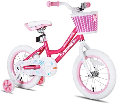 1677134982 41hA OkGWYL. AC  - JOYSTAR Angel Girls Bike for Toddlers and Kids Ages 2-9 Years Old, 12 14 16 18 Inch Kids Bike with Training Wheels & Basket, 18 in Girl Bicycle with Handbrake & Kickstand