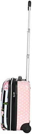 3109MMG6c6L. AC  - Betsey Johnson Designer Underseat Luggage Collection - 15 Inch Hardside Carry On Suitcase for Women- Lightweight Under Seat Bag with 2-Rolling Spinner Wheels (Stripe Roses)