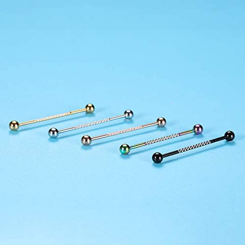 31w+GxTrnYL. AC  - GAGABODY Industrial Bar Industrial Piercing Jewelry 14G Industrial Barbell Surgical Steel for Women Men with CZ/Pyramid/Cross Surface Cartilage Earring Body Piercing Jewelry 1 1/2 Inch 38mm