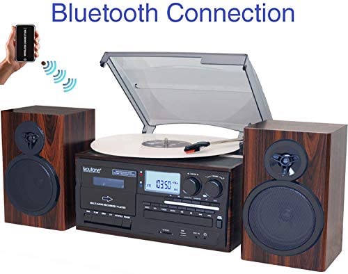 41+3lBu5bxL. AC  - Boytone BT-28MB, Bluetooth Classic Style Record Player Turntable with AM/FM Radio, CD/Cassette Player, 2 Separate Stereo Speakers, Record from Vinyl, Radio, and Cassette to MP3, SD Slot, USB, AUX