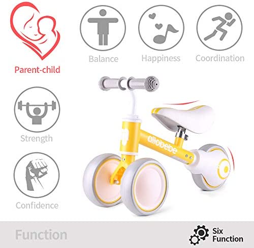 41+BawKIntL. AC  - allobebe Baby Balance Bike, Toddler Bikes Bicycle for 12-36 Months for 1 Year Old Girl and boy to Scoot Around with Adjustable Seat Smooth Silent 3 Wheels