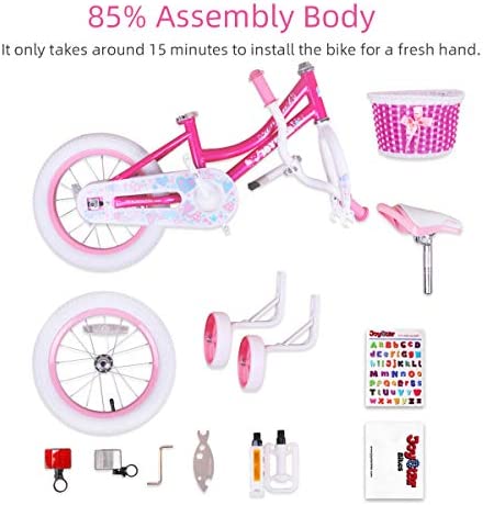418VGngSpkL. AC  - JOYSTAR Angel Girls Bike for Toddlers and Kids Ages 2-9 Years Old, 12 14 16 18 Inch Kids Bike with Training Wheels & Basket, 18 in Girl Bicycle with Handbrake & Kickstand