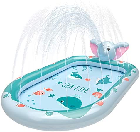 41NUiC3xhwL. AC  - SEAMAZ Inflatable Sprinkler Pool for Kids - 68" x 43" Kiddie Pool, Baby Swimming Pool, Splash Pad and Wading Pool for Learning with Ball Pit, Great Gifts Water Toys for Toddlers Girls Boys All Age