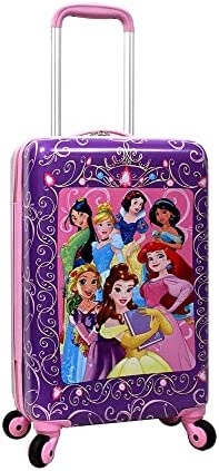 41Q4XhL+KYL. AC  - Disney Princess Luggage 20 Inches Hard-Sided Rolling Spinners Carry-On Tween Travel Trolley Suitcase for Kids - Pink