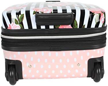41baoyAoLIL. AC  - Betsey Johnson Designer Underseat Luggage Collection - 15 Inch Hardside Carry On Suitcase for Women- Lightweight Under Seat Bag with 2-Rolling Spinner Wheels (Stripe Roses)