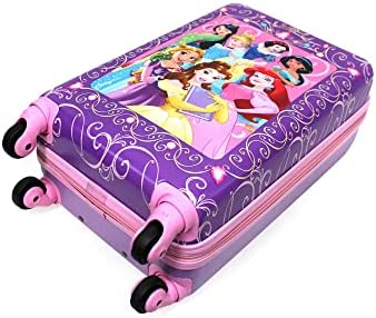 41k6aeqLUoL. AC  - Disney Princess Luggage 20 Inches Hard-Sided Rolling Spinners Carry-On Tween Travel Trolley Suitcase for Kids - Pink