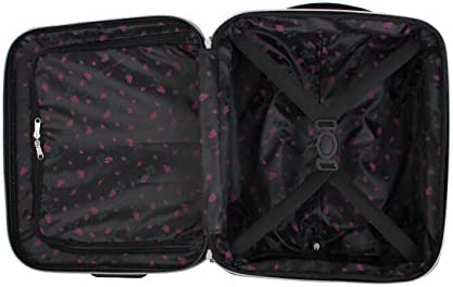 41nIcB0mFjL. AC  - Betsey Johnson Designer Underseat Luggage Collection - 15 Inch Hardside Carry On Suitcase for Women- Lightweight Under Seat Bag with 2-Rolling Spinner Wheels (Stripe Roses)