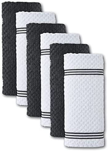 41oHhVSKmRL. AC  - Infinitee Xclusives Premium Kitchen Towels – Pack of 6, 100% Cotton 15 x 25 Inches Absorbent Dish Towels - 425 GSM Tea Towel, Terry Kitchen Dishcloth Towels- Grey Dish Cloth for Household Cleaning