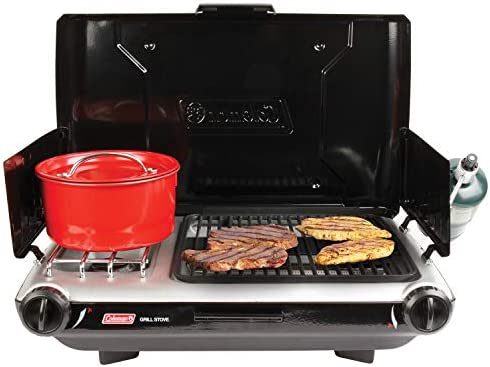 41q8KxJuVbL. AC  - Coleman Gas Camping Grill/Stove | Tabletop Propane 2 in 1 Grill/Stove, 2 Burner