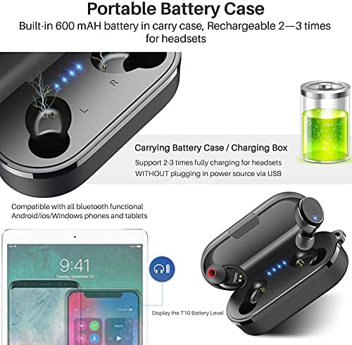 5112rlwTovL. AC  - TOZO T10 Bluetooth 5.3 Wireless Earbuds with Wireless Charging Case IPX8 Waterproof Stereo Headphones in Ear Built in Mic Headset Premium Sound with Deep Bass for Sport Black (2022 Upgraded)