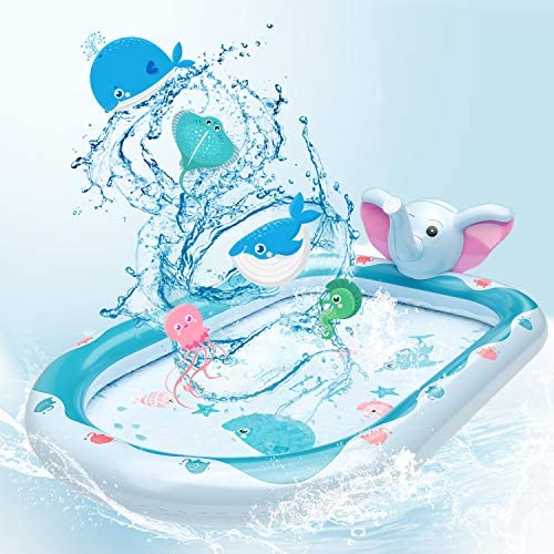 512g5WocAQL. AC  - SEAMAZ Inflatable Sprinkler Pool for Kids - 68" x 43" Kiddie Pool, Baby Swimming Pool, Splash Pad and Wading Pool for Learning with Ball Pit, Great Gifts Water Toys for Toddlers Girls Boys All Age