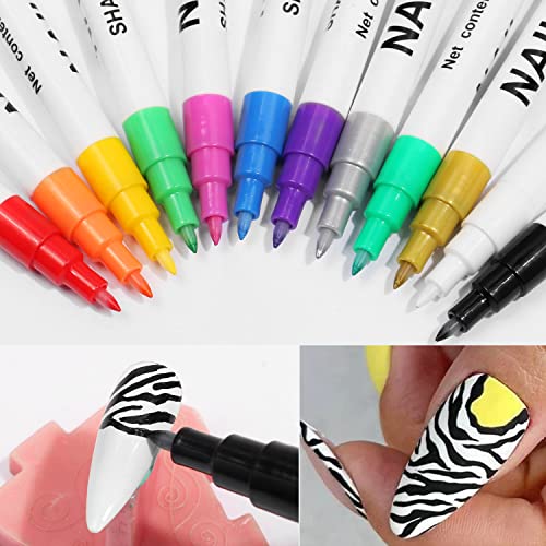 51840W1Y9TL - 12 Pcs/Set Nail Art 3D Painted Pen Drawing Nail Point Graffiti Dotting Pen Flower Pen Hook Line DIY Nail Art Gel Nail Polish