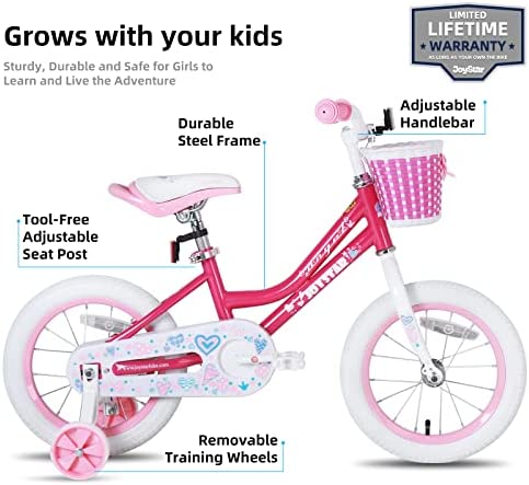 51CkgeVvXHL. AC  - JOYSTAR Angel Girls Bike for Toddlers and Kids Ages 2-9 Years Old, 12 14 16 18 Inch Kids Bike with Training Wheels & Basket, 18 in Girl Bicycle with Handbrake & Kickstand