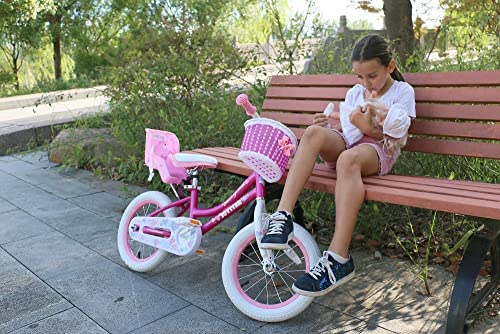 51kxNG byPL. AC  - JOYSTAR Angel Girls Bike for Toddlers and Kids Ages 2-9 Years Old, 12 14 16 18 Inch Kids Bike with Training Wheels & Basket, 18 in Girl Bicycle with Handbrake & Kickstand