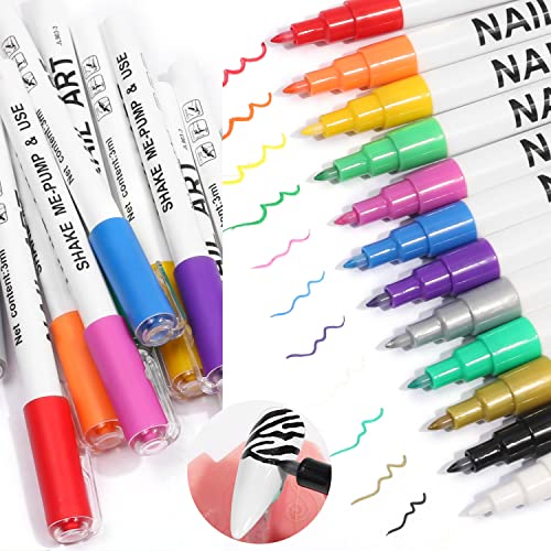 51lVS8rWy1L - 12 Pcs/Set Nail Art 3D Painted Pen Drawing Nail Point Graffiti Dotting Pen Flower Pen Hook Line DIY Nail Art Gel Nail Polish