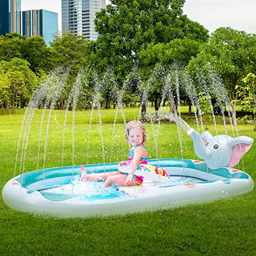 611n9eBG1BL. AC  - SEAMAZ Inflatable Sprinkler Pool for Kids - 68" x 43" Kiddie Pool, Baby Swimming Pool, Splash Pad and Wading Pool for Learning with Ball Pit, Great Gifts Water Toys for Toddlers Girls Boys All Age