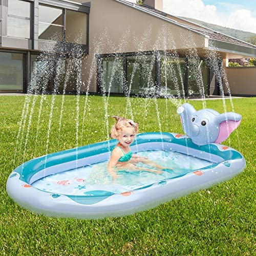 61Otc0eKcnL. AC  - SEAMAZ Inflatable Sprinkler Pool for Kids - 68" x 43" Kiddie Pool, Baby Swimming Pool, Splash Pad and Wading Pool for Learning with Ball Pit, Great Gifts Water Toys for Toddlers Girls Boys All Age