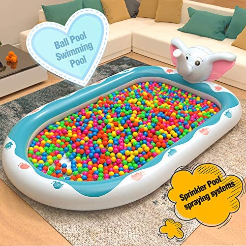 61bFn4tSKLL. AC  - SEAMAZ Inflatable Sprinkler Pool for Kids - 68" x 43" Kiddie Pool, Baby Swimming Pool, Splash Pad and Wading Pool for Learning with Ball Pit, Great Gifts Water Toys for Toddlers Girls Boys All Age