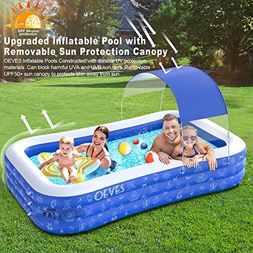 61rJGNoBGDS. AC  - Inflatable Swimming Pool for Kids and Adults, 120" X 72" X 22" Full-Sized Family Kiddie Blow up Swim Pools with Canopy Backyard Summer Water Party Outdoor, Indoor, Garden, Lounge, Outside, Ages 3+