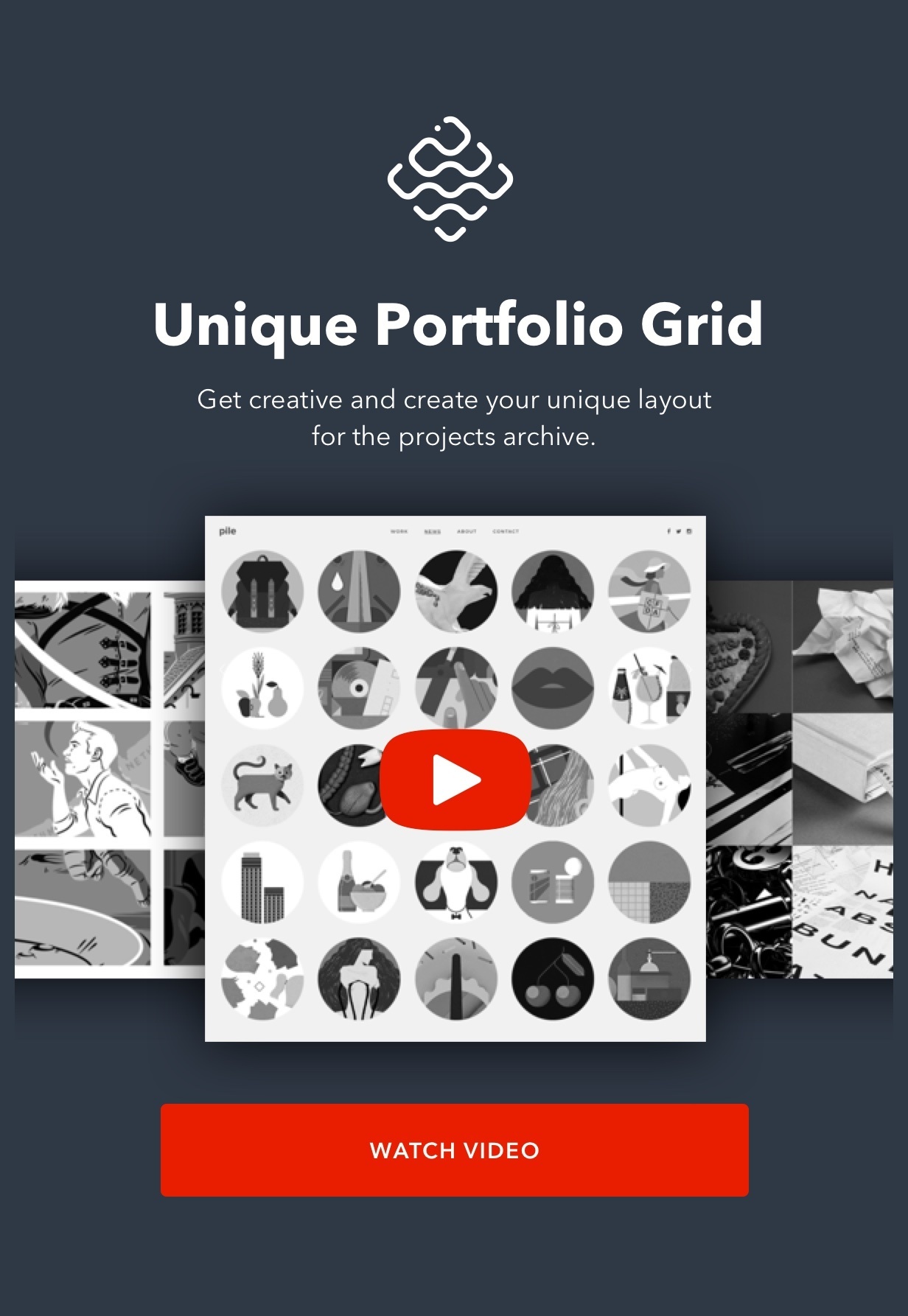 pile portfolio grid - PILE - An Uncoventional WordPress Portfolio Theme