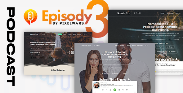 01 preview episody podcast wordpress theme.  large preview - Episody - Podcast Audio WordPress Theme