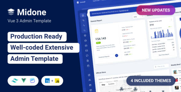 01 preview.  large preview - Midone - Vuejs 3 Admin Dashboard Template + HTML Version