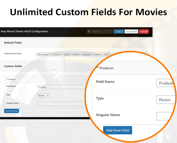 13 Unlimited Custom Fields For Movies - AmyMovie - Movie and Cinema WordPress Theme