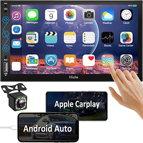 Double Din Radio Compatible with Apple Carplay & Android Auto, 7 InchesTouchscreen Car Stereo with Bluetooth, AM/FM Audio Receiver, Backup Camera, Voice Control, Mirror Link