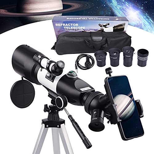 BEBANG Telescope for Adults & Kids, 3 Rotatable Eyepieces 70mm Aperture 400mm Astronomical Refractor Telescopes for Beginners